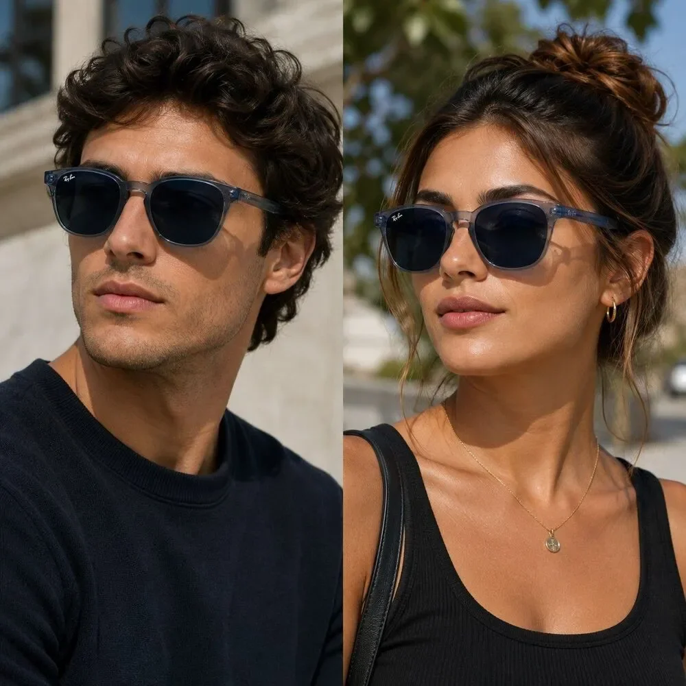 Ray-Ban RB4387 6399/80 Unisex Sunglasses Transparent Blue Blue Lenses 56-18-145